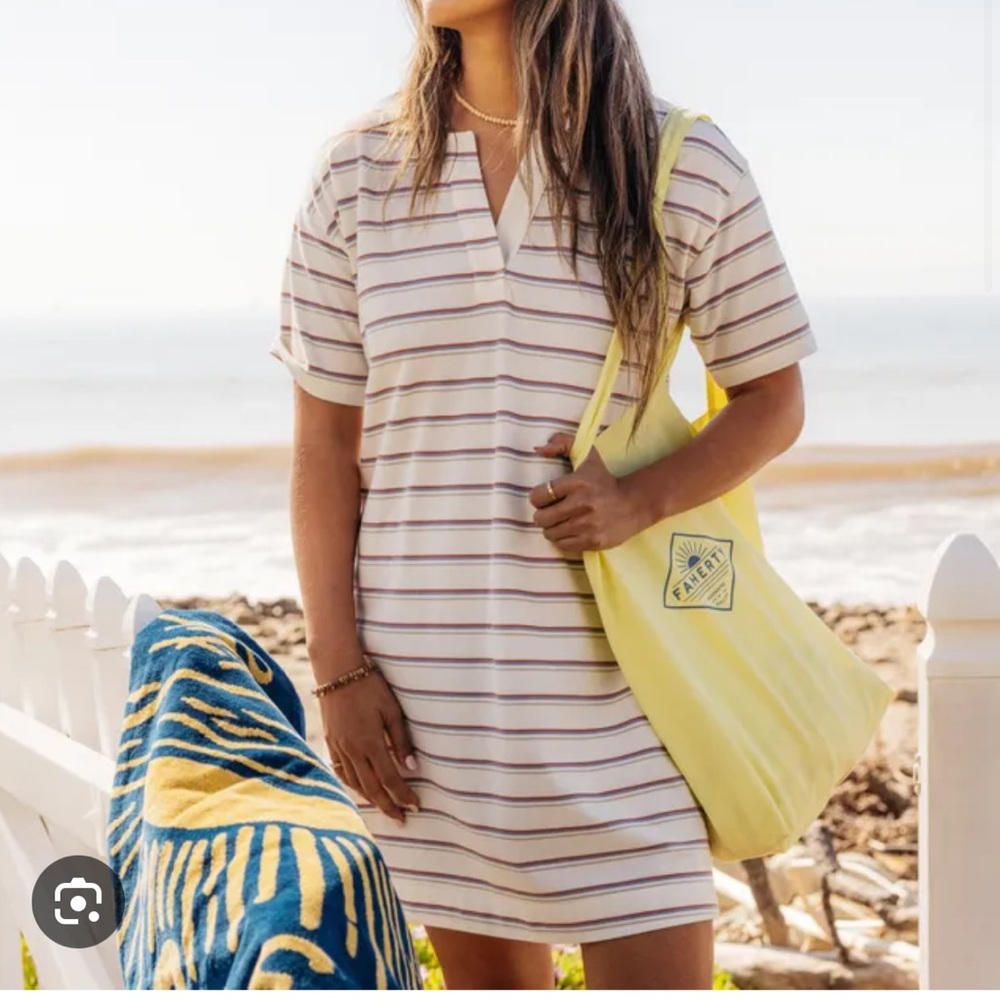 Faherty Sunwashed Pique Polo Striped Dress